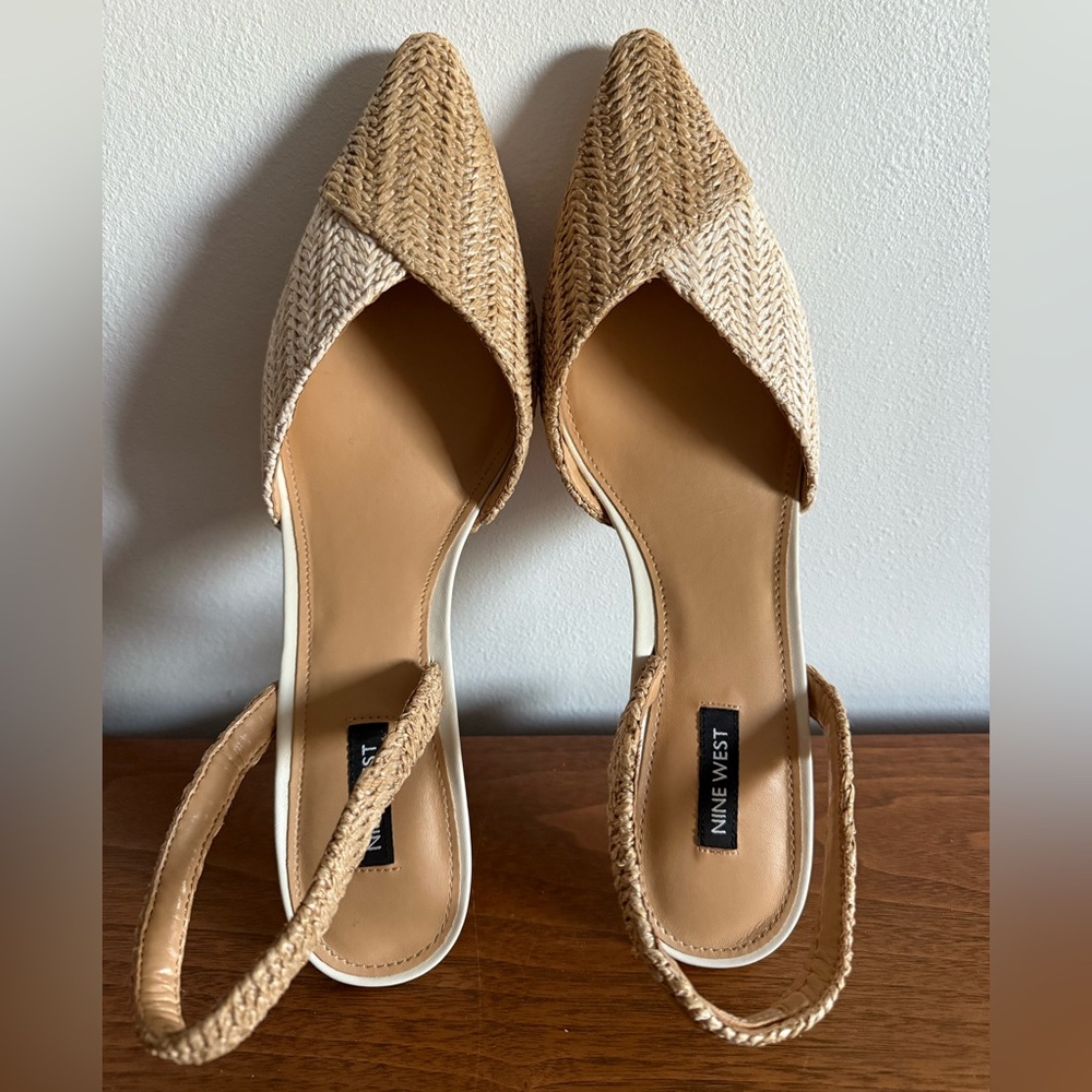 ✨ Nine West Maoua Woven Slingback Pumps - NWOT - Natural (Size 11) - Picture 2 of 6